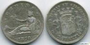 купить 2 песеты 1870 Испания 