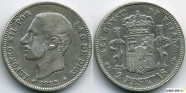 купить 2 песеты 1882 Испания 