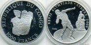 купить 1000 франков 1999 Конго 